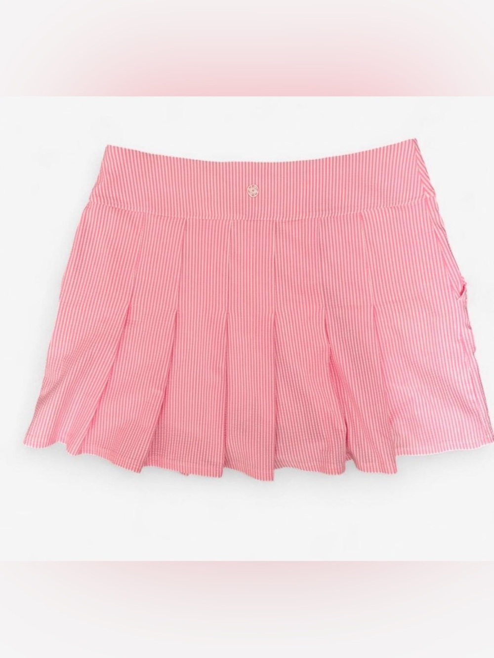 Lilly Pulitzer Luxletic Pink Seersucker Pleated Golf Performance Skirt Size 12 - Picture 6 of 6